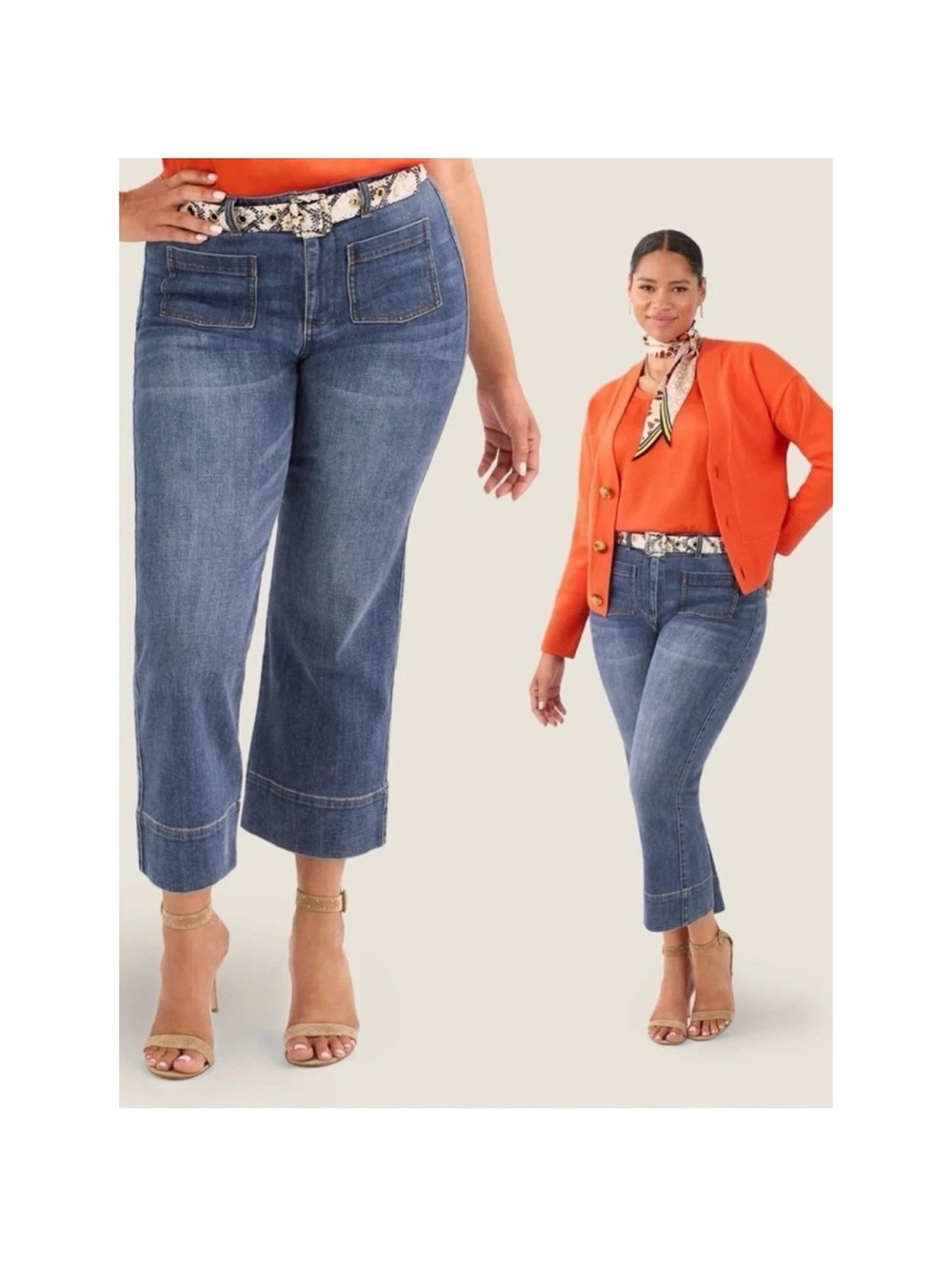 CAbi Women's Dark Blue Cropped Straight Jeans